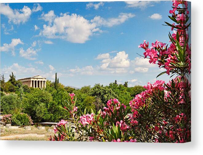 Temple Canvas Print featuring the photograph The Temple of Hephaistos Theseion - Greece by Constantinos Iliopoulos