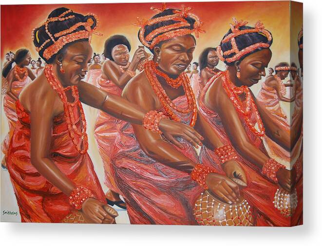 House Canvas Print featuring the painting The Uho Dance by Olaoluwa Smith