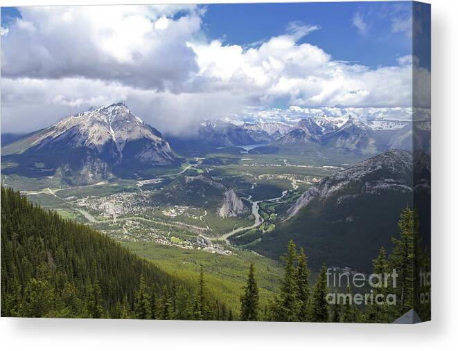 Landscape Canvas Print featuring the photograph The View from the Top of Sulphur Mountain by Teresa Zieba