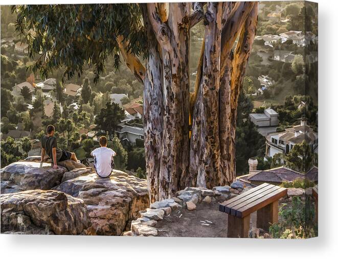 Boys Canvas Print featuring the digital art The View by Photographic Art by Russel Ray Photos