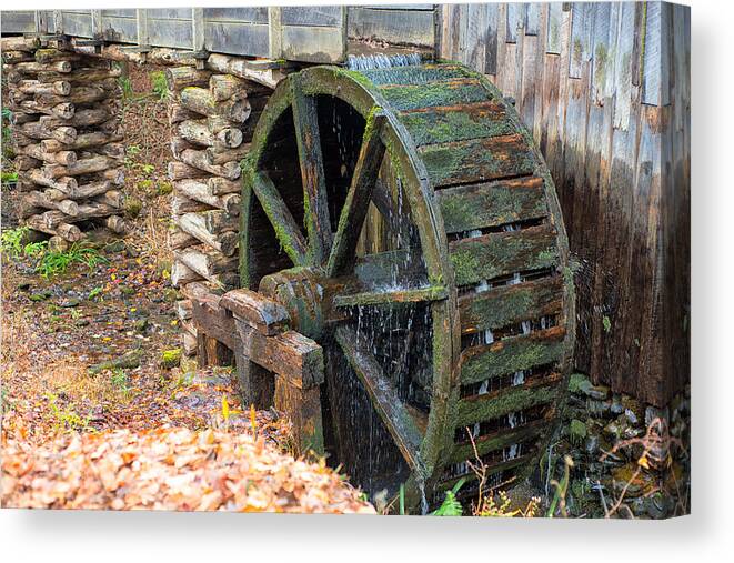 Cades Cove Canvas Print featuring the photograph The Water Wheel at Cable Grist Mill by Victor Culpepper