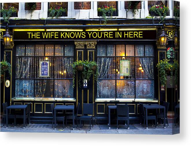 Wife Canvas Print featuring the photograph The wife Knows Pub by David Pyatt