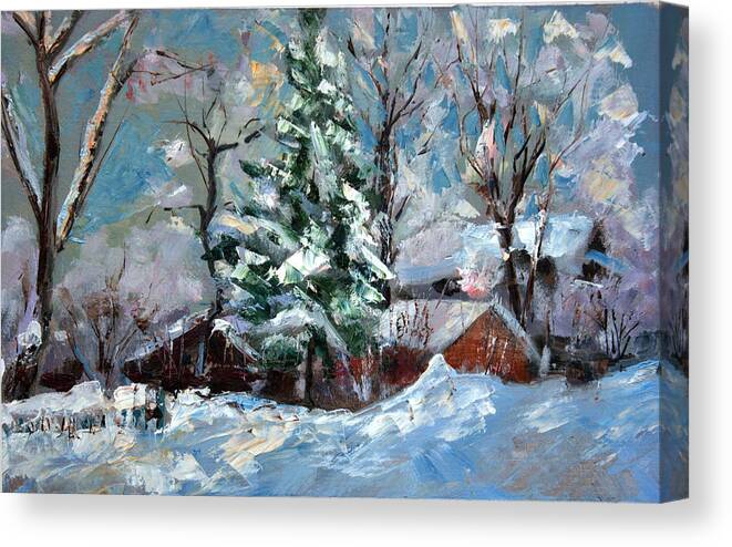 Oil Painting Canvas Print featuring the painting The Winter by Leonid Kirnus