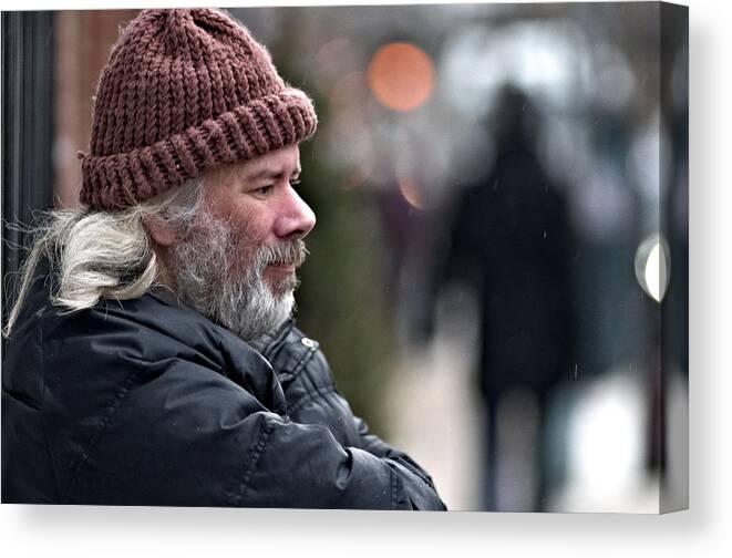 Street Person Canvas Print featuring the photograph Thinking by Douglas Pike