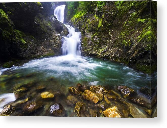 Water Canvas Print featuring the photograph Thunder Bird Falls by Kyle Lavey