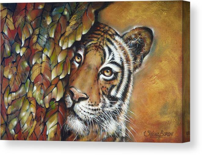 Tiger Canvas Print featuring the painting Tiger 300711 by Selena Boron