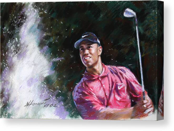 Tiger Woods Canvas Print featuring the drawing Tiger Woods by Viola El