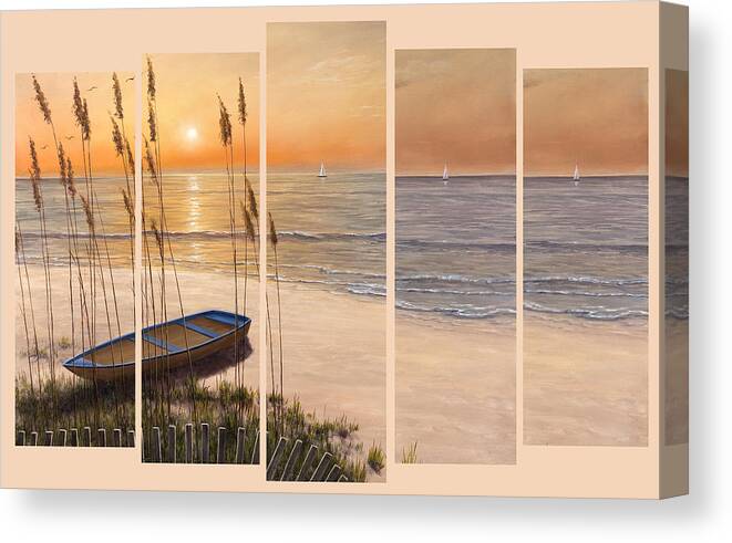 Beach Canvas Print featuring the painting Time Of My Life - 5 Pc Set by Diane Romanello