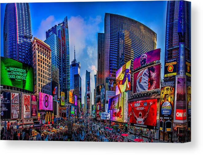 Times Square Canvas Print featuring the photograph Times Square by Chris Lord