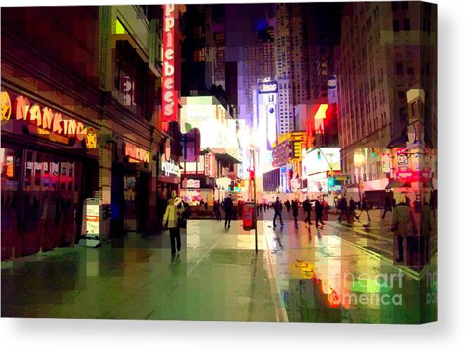 Abstract Canvas Print featuring the photograph Times Square New York - Nanking Restaurant by Miriam Danar