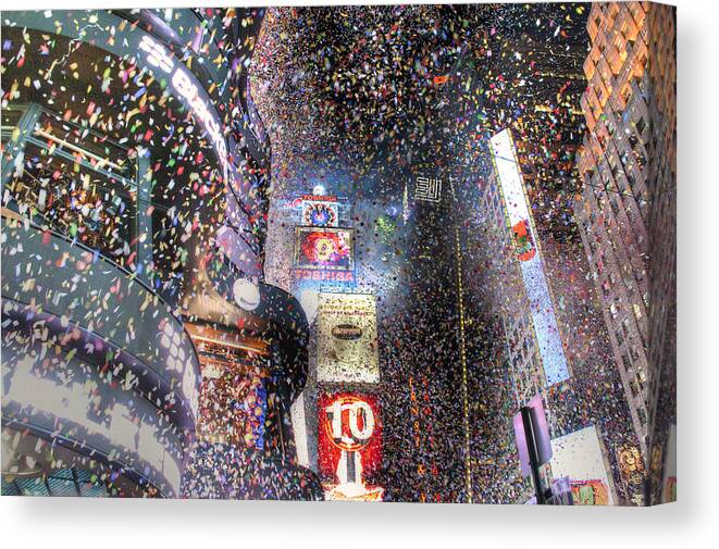 New Years Canvas Print featuring the photograph Times Square - New Years by David Yack