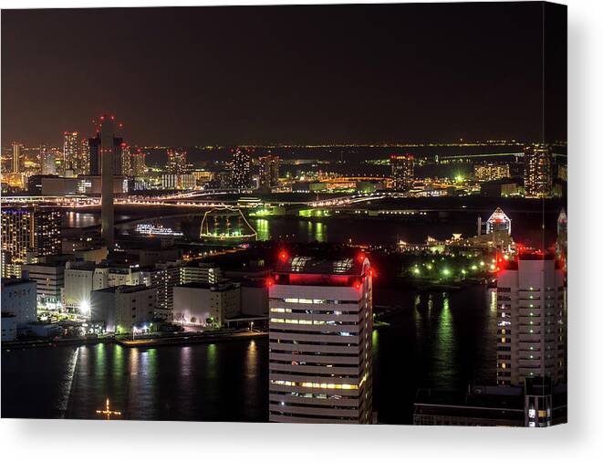 Built Structure Canvas Print featuring the photograph Tokyo Water Front Night View by I Love Photo And Apple.