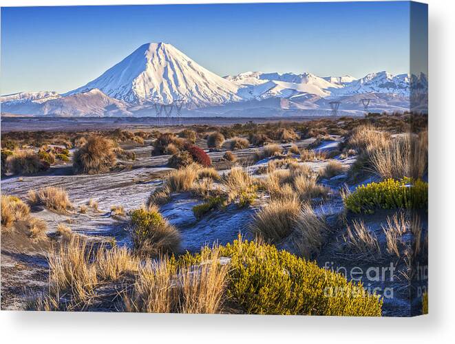 Tongariro National Park Canvas Print featuring the photograph Tongariro National Park New Zealand by Colin and Linda McKie