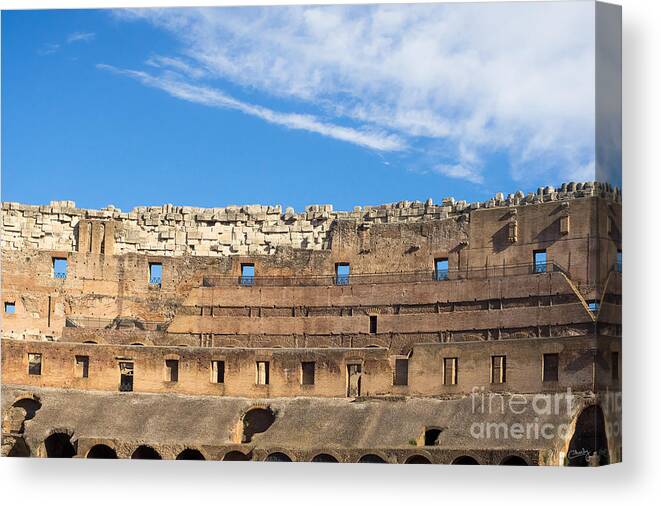 Colosseum Canvas Print featuring the photograph Top Interior Wall of Colosseum by Prints of Italy