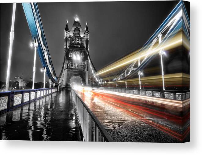 London Canvas Print featuring the photograph Tower Bridge lights by Ian Hufton