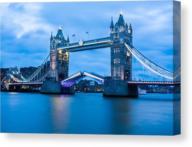 Art Canvas Print featuring the photograph Tower Bridge Opening by Semmick Photo