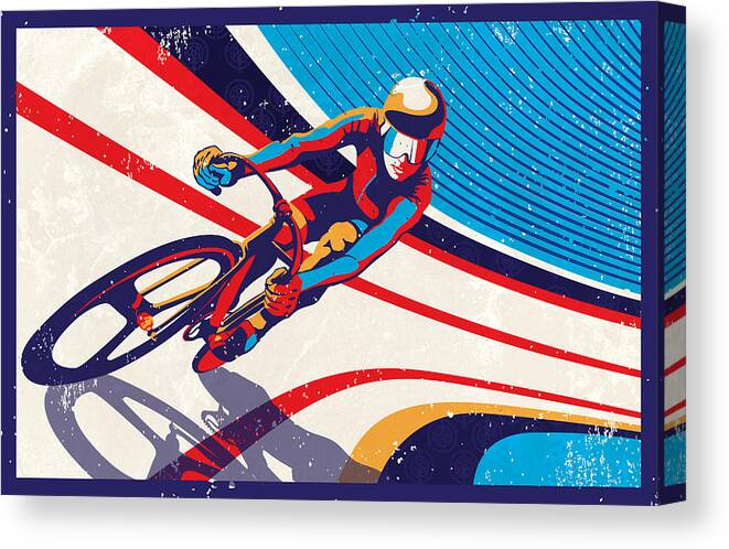 Cycling Canvas Print featuring the painting Track Cyclist by Sassan Filsoof