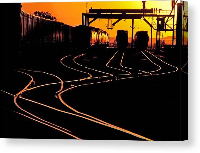 Train Canvas Print featuring the photograph Trackss by Darcy Dietrich