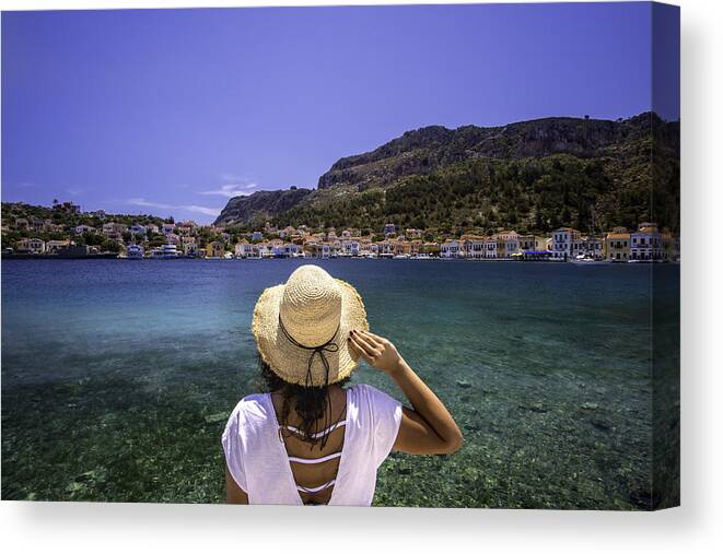 People Canvas Print featuring the photograph Travel to Greek Island by Hocus-focus