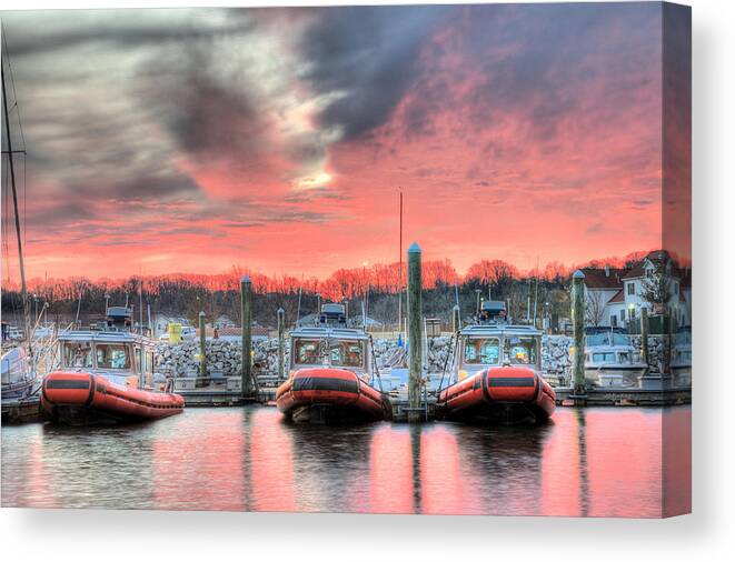 Coast Guard Canvas Print featuring the photograph Tres Gunboats by JC Findley