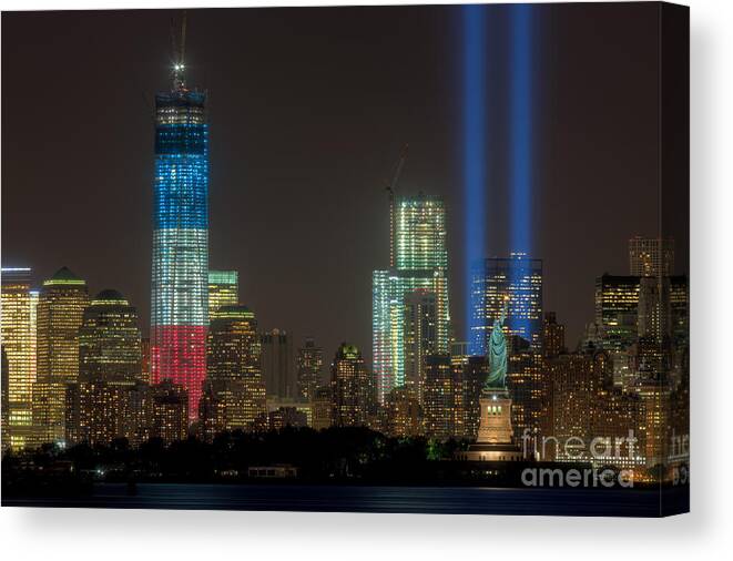 Clarence Holmes Canvas Print featuring the photograph Tribute in Light XIII by Clarence Holmes