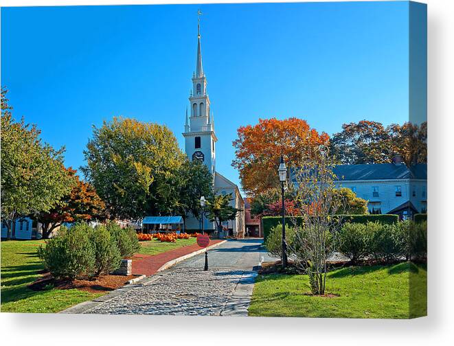 Newport Canvas Print featuring the photograph Trinity Church in Queen Anne Square in Newport by Mitchell R Grosky