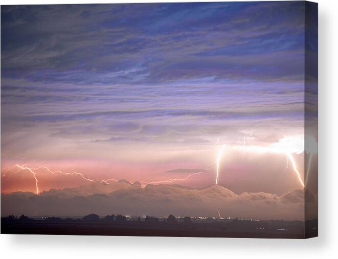 Lightning Canvas Print featuring the photograph Triple Threat by James BO Insogna