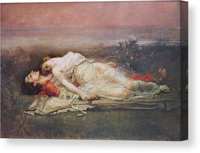 Rogelio De Egusquiza Canvas Print featuring the painting Tristan and Isolde by Rogelio de Egusquiza