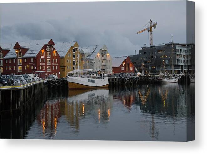 Tromso Canvas Print featuring the photograph Tromso Harbor by Wade Aiken