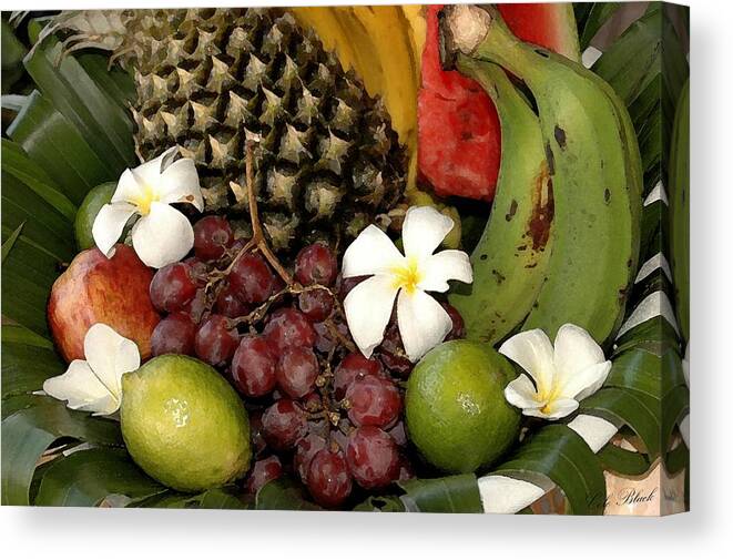 Pear Canvas Print featuring the painting Tropical Fruit Basket by Cole Black