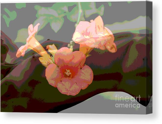 Flowers Canvas Print featuring the digital art Trumpet Flower Nude by Jack Ader