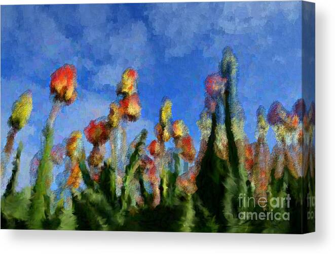 Flowers Canvas Print featuring the digital art Tulips Abound by Holley Jacobs
