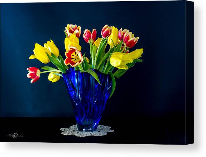 Tulips In Blue Canvas Print featuring the photograph Tulips in Blue by Torbjorn Swenelius