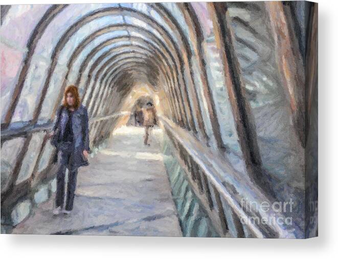 Tunnel Canvas Print featuring the digital art Tunnel by Liz Leyden