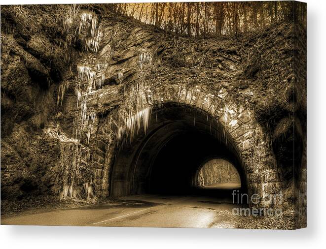Tunnel Canvas Print featuring the photograph Tunnel Through The Smokies by Michael Eingle