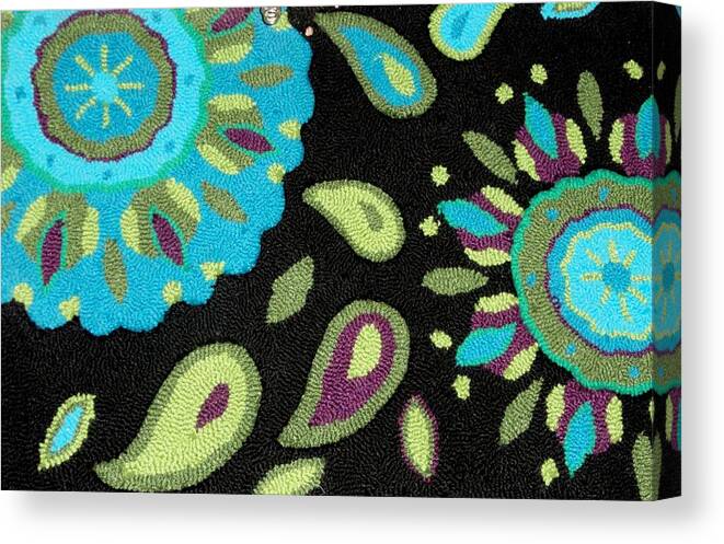 Turquoise Textile Photograph Canvas Print featuring the photograph Tapestry Turquoise Rug by Janette Boyd