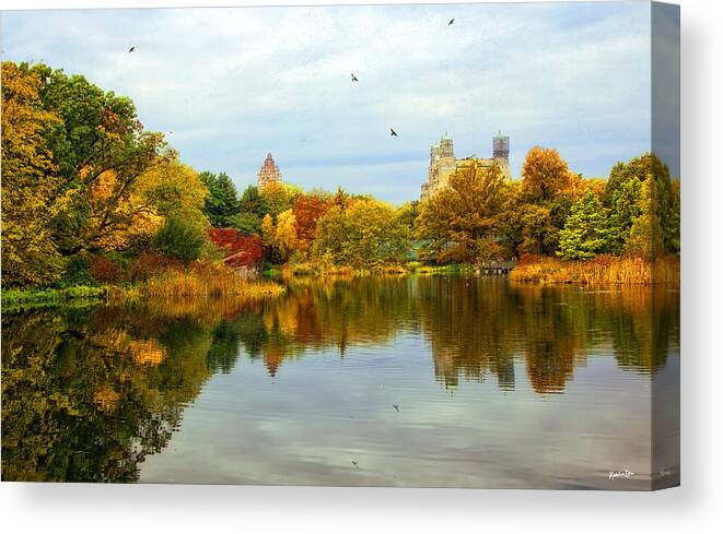 Autumn Canvas Print featuring the photograph Turtle Pond 2 - Central Park, NYC by Madeline Ellis