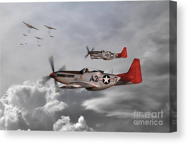 P51 Canvas Print featuring the digital art Tuskegee Airmen by Airpower Art