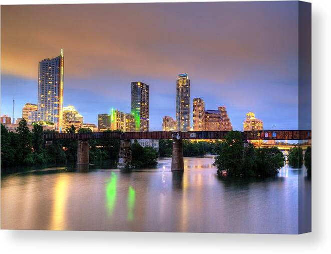 Twilight Canvas Print featuring the photograph Twilight on the Lake by Dave Files