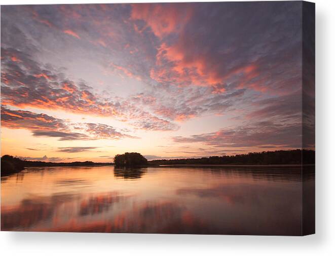 Wisconsin River Canvas Print featuring the photograph Twilight on the Wisconsin River by Leda Robertson