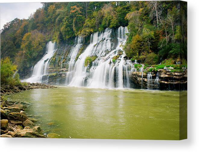 Twin Canvas Print featuring the photograph Twin Falls Looking Up River by Douglas Barnett