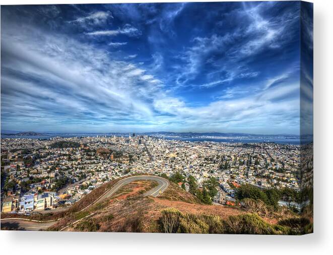 Jennifer Rondinelli Reilly Photography Canvas Print featuring the photograph Twin Peaks view of San Francisco 2 by Jennifer Rondinelli Reilly - Fine Art Photography