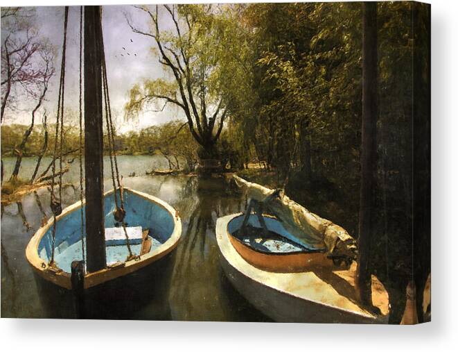 #old World Canvas Print featuring the photograph Two Boats by John Rivera