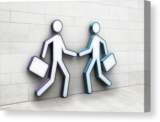 Steps Canvas Print featuring the photograph Two Businessmen Shaking Hands by Jorg Greuel