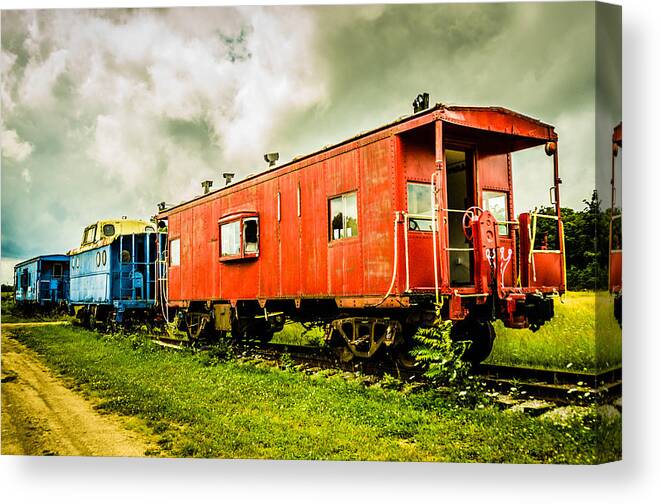 Guy Whiteley Photography Canvas Print featuring the photograph Two Cabooses by Guy Whiteley