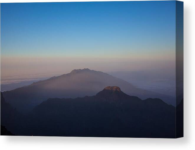  La Palma Canvas Print featuring the photograph Two Mountains In The Morning by Ralf Kaiser