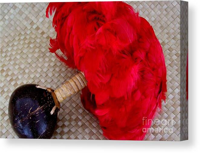 Red Feathers Canvas Print featuring the photograph Uli Uli by Mary Deal