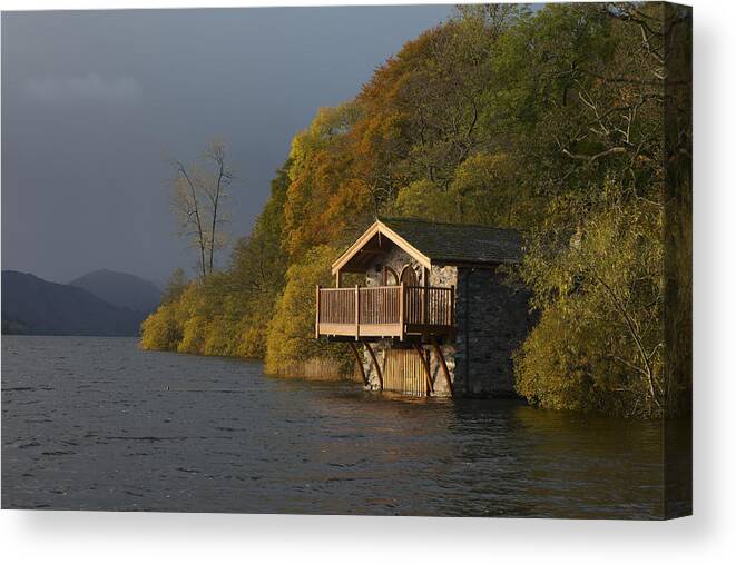 Ullswater Canvas Print featuring the photograph Ullswater Boat House by Nick Atkin