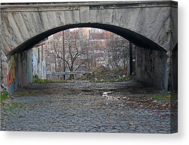 Bridge Canvas Print featuring the photograph Under River View Park in Hoboken by Steve Breslow