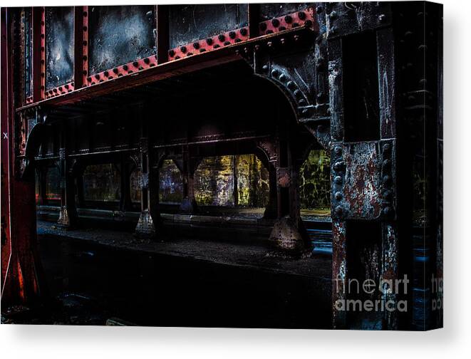 Bridge Canvas Print featuring the photograph Under The Rails by Michael Arend